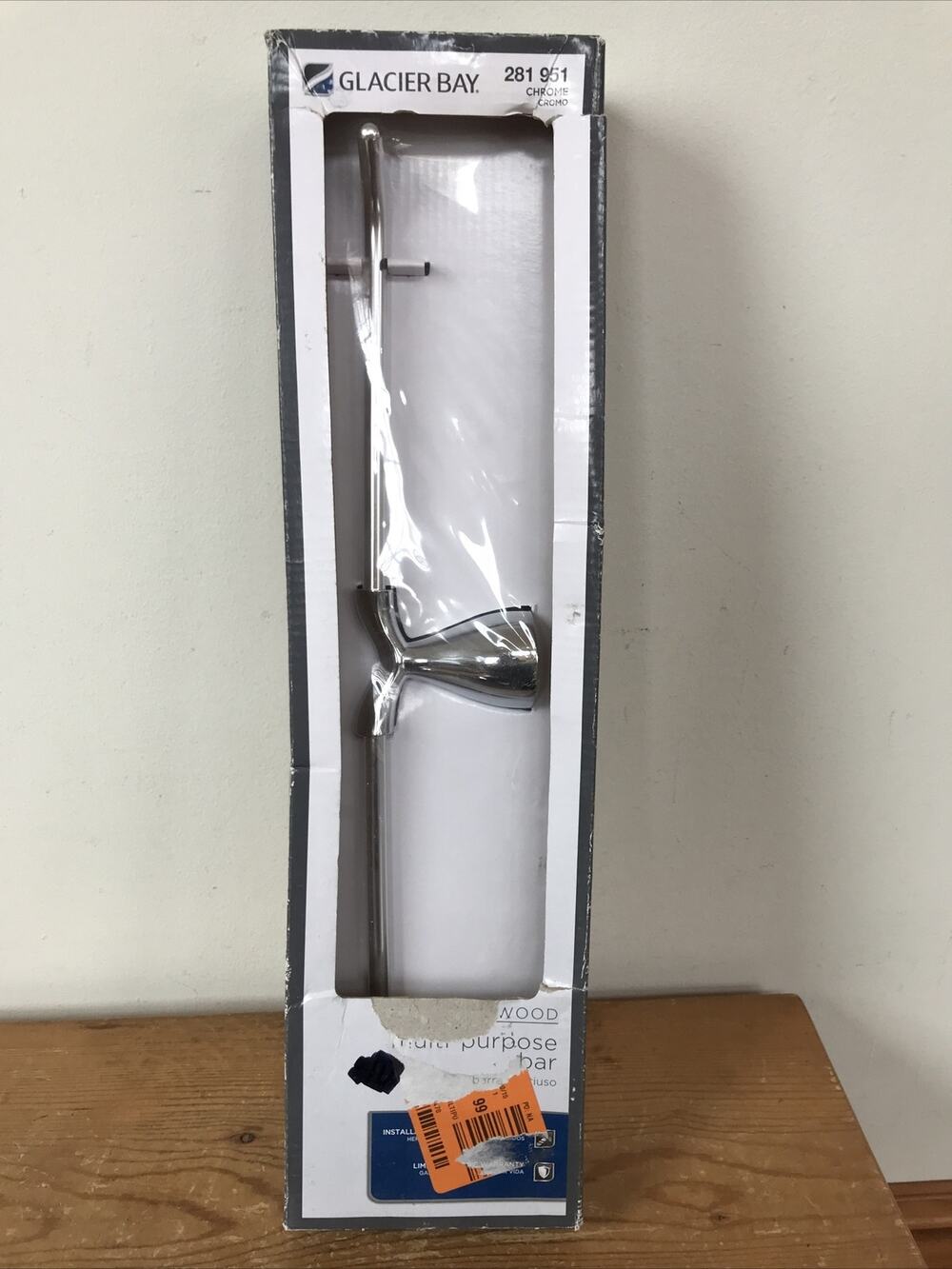 New Glacier Bay 281951 Edgewood Multi-Purpose Chrome Towel Bar Bathroom Rack